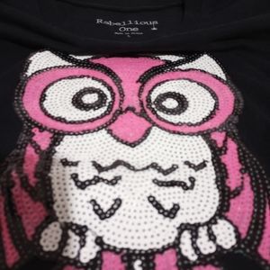 Rebellious one owl sequin sweater
